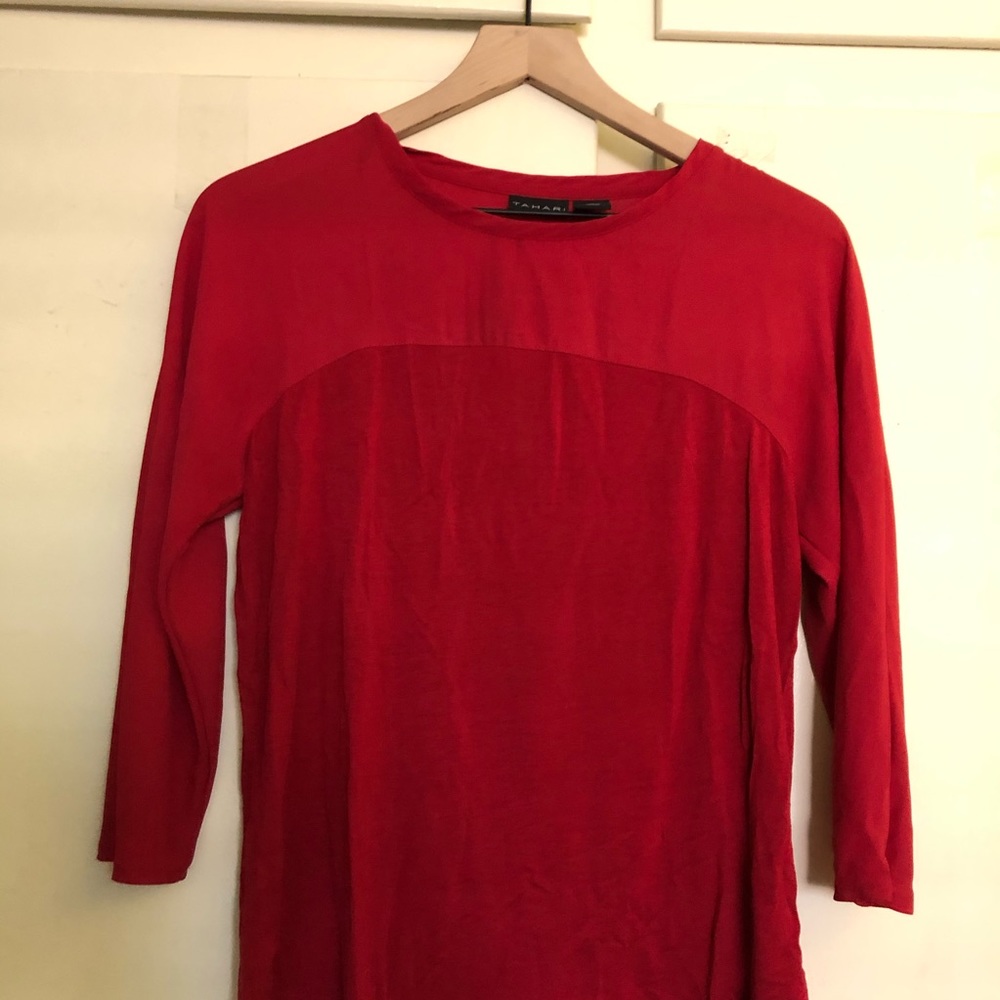 Red 3/4-sleeve blouse